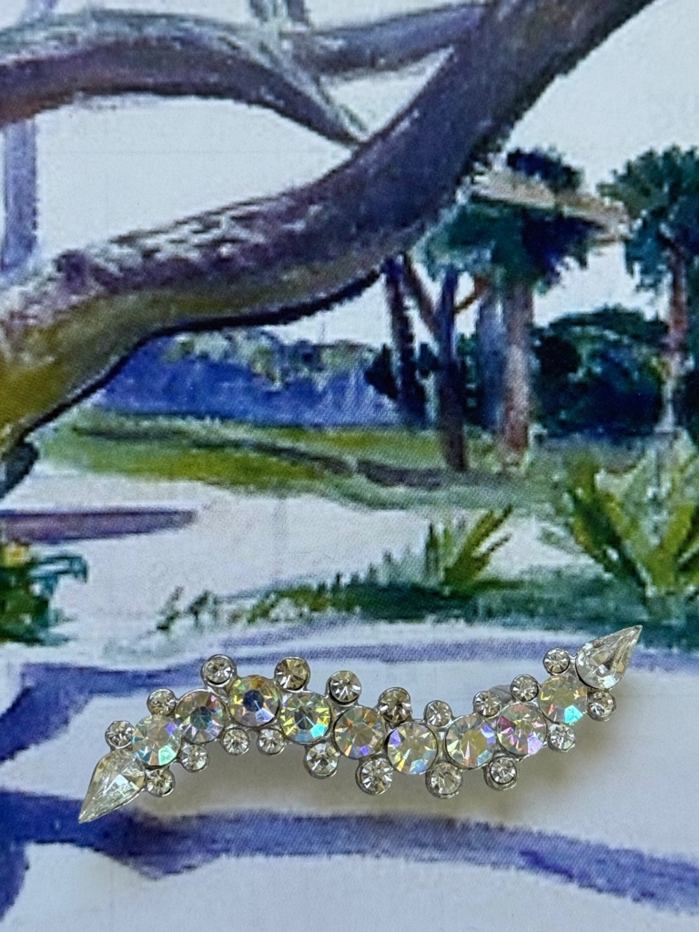 VINTAGE AB Rhinestone Wave Brooch MCM